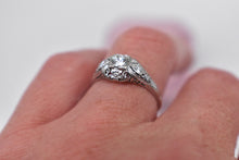 Load image into Gallery viewer, Reserved Listing 18K White Gold Art Deco Old European Cut Diamond Filigree Engagement Ring