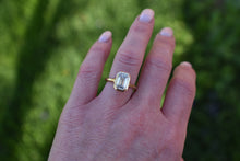 Load image into Gallery viewer, Custom Made 14K Yellow Gold Lab Grown Emerald Cut Diamond Bezel Split Shank Engagment Ring