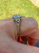 Load image into Gallery viewer, Reserved Listing 18K White Gold 0.50cts Art Deco Halo Cluster Diamond Ring