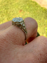 Load image into Gallery viewer, Reserved Listing 18K White Gold 0.50cts Art Deco Halo Cluster Diamond Ring