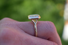 Load image into Gallery viewer, Custom Made 14K Yellow Gold Lab Grown Emerald Cut Diamond Bezel Split Shank Engagment Ring