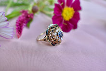 Load image into Gallery viewer, Reserved Listing First Payment Victorian 14K Gold Old Mine Diamond & Sapphire Enamel Ring