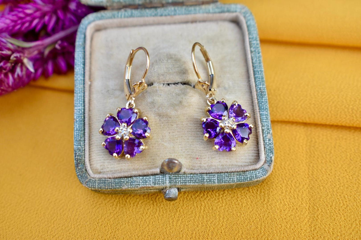 14kt gold dangle amethyst selling earrings