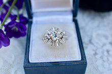 Load image into Gallery viewer, Art Deco 14K White Gold Vintage Ballerina Halo Diamond Engagement Ring