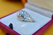 Load image into Gallery viewer, 14K White Gold Vintage Geometric Cluster Old European Diamond Dome Ring