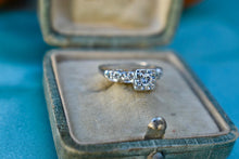 Load image into Gallery viewer, Vintage Art Deco 14K White Gold Transitional Cut Diamond Illusion Ring