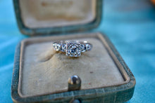 Load image into Gallery viewer, Vintage Art Deco 14K White Gold Transitional Cut Diamond Illusion Ring