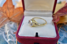 Load image into Gallery viewer, Vintage 14K Yellow and White Gold Art Deco Hexagon Shape Diamond Engagement Ring