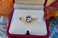 Load image into Gallery viewer, Vintage 14K Yellow and White Gold Art Deco Hexagon Shape Diamond Engagement Ring