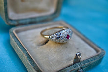 Load image into Gallery viewer, Vintage 14K Two Toned Gold Art Deco Ruby & Diamond Ring