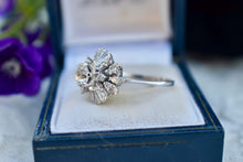 Load image into Gallery viewer, Art Deco 14K White Gold Vintage Ballerina Halo Diamond Engagement Ring