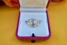 Load image into Gallery viewer, 14K White Gold Vintage Geometric Cluster Old European Diamond Dome Ring