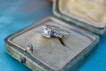 Load image into Gallery viewer, Vintage Art Deco 14K White Gold Transitional Cut Diamond Illusion Ring