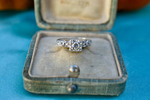 Load image into Gallery viewer, Vintage Art Deco 14K White Gold Transitional Cut Diamond Illusion Ring