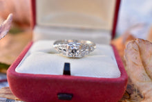 Load image into Gallery viewer, Vintage 18K White Gold Art Deco Old Euro Diamond Engagement Ring