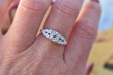 Load image into Gallery viewer, Vintage 18K White Gold Art Deco Old Euro Diamond Engagement Ring