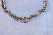 Load image into Gallery viewer, Antique Sterling Silver Heavy Vintage Grooved Loop Fancy Chain