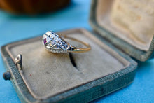 Load image into Gallery viewer, Vintage 14K Two Toned Gold Art Deco Ruby & Diamond Ring