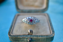 Load image into Gallery viewer, Vintage 14K Two Toned Gold Art Deco Ruby & Diamond Ring