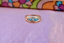 Load image into Gallery viewer, Victorian 9K Rose Gold Five Stone Opal and Turquoise Ring
