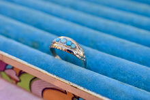 Load image into Gallery viewer, Victorian 9K Rose Gold Five Stone Opal and Turquoise Ring