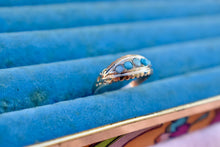 Load image into Gallery viewer, Victorian 9K Rose Gold Five Stone Opal and Turquoise Ring