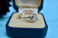 Load image into Gallery viewer, RESERVED LISTING SECOND PAYMENT 14K Yellow Gold Vintage Diamond Bypass Swirl Engagement Ring