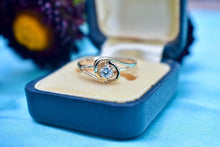 Load image into Gallery viewer, RESERVED LISTING SECOND PAYMENT 14K Yellow Gold Vintage Diamond Bypass Swirl Engagement Ring