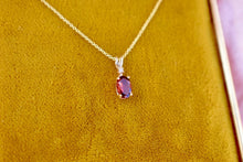 Load image into Gallery viewer, Vintage 14K Yellow Gold Oval Cut Garnet & Diamond Necklace