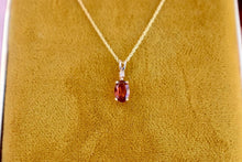 Load image into Gallery viewer, Vintage 14K Yellow Gold Oval Cut Garnet & Diamond Necklace