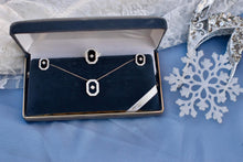 Load image into Gallery viewer, Vintage Sterling Silver Custom Made Natural Onyx & CZ Earring Necklace and Ring Set or Separately