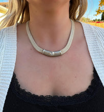 Load image into Gallery viewer, Antique Sterling Silver Heavy Joe Esposito CZ Mesh Woven Necklace