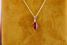 Load image into Gallery viewer, Vintage 14K Yellow Gold Oval Cut Garnet & Diamond Necklace