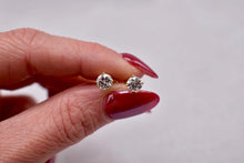 Load image into Gallery viewer, 14K Yellow Gold Round Diamond Push Back Stud Earrings 1.00cts