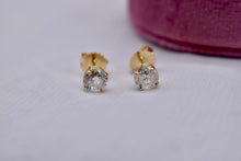 Load image into Gallery viewer, 14K Yellow Gold Round Diamond Push Back Stud Earrings 1.63cts