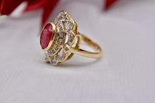 Load image into Gallery viewer, Vintage Art Deco 18K Yellow Gold Dyed Quartz and Diamond Statement Ring