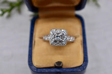 Load image into Gallery viewer, 14K White Gold Vintage Inspired Square Halo Engagement Ring