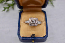 Load image into Gallery viewer, 14K White Gold Vintage Inspired Square Halo Engagement Ring