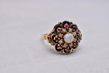 Load image into Gallery viewer, 10K Yellow Gold Vintage Retro Opal & Ruby Cocktail Ring