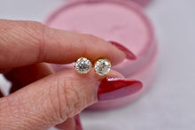 Load image into Gallery viewer, 14K Yellow Gold Round Diamond Push Back Stud Earrings 1.63cts