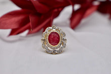 Load image into Gallery viewer, Vintage Art Deco 18K Yellow Gold Dyed Quartz and Diamond Statement Ring