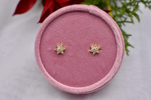 Load image into Gallery viewer, 18K Yellow Gold Cluster Flower Screw Back Diamond Stud Earrings