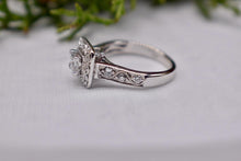 Load image into Gallery viewer, 14K White Gold Vintage Inspired Square Halo Engagement Ring