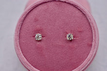 Load image into Gallery viewer, 14K White Gold Round Diamond Push Back Stud Earrings 0.80cts