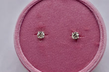 Load image into Gallery viewer, 14K White Gold Round Diamond Push Back Stud Earrings 0.80cts