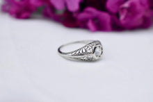 Load image into Gallery viewer, Vintage 18K White Gold Art Deco Hexagon Diamond Engagement Ring