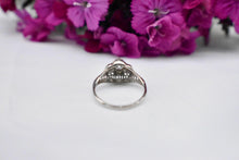 Load image into Gallery viewer, Vintage 18K White Gold Art Deco Dainty Diamond Filagree Engagement Ring