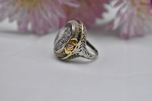 Load image into Gallery viewer, Vintage 14K White Gold Art Nouveau Rose Quartz & Seed Pearl Ring