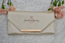 Load image into Gallery viewer, Champagne Leatherette Jewelry Travel Button Snap Pouch/Clutch