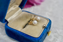 Load image into Gallery viewer, 14K Yellow Gold White Pearl Stud Pushback Earrings